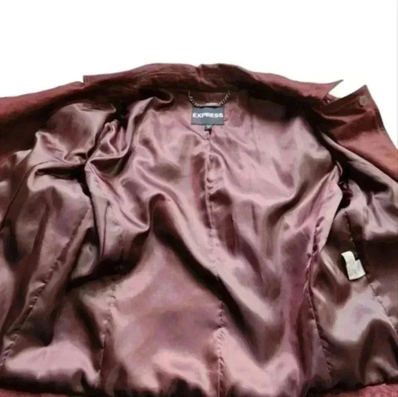 Express Jacket Suede Biker Moto Genuine Leather Oxblood Women's size Large - Picture 10 of 16